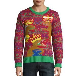 American Stitch Men's Three Kings Dinosaur Ugly Christmas Sweater Pullover SZ M